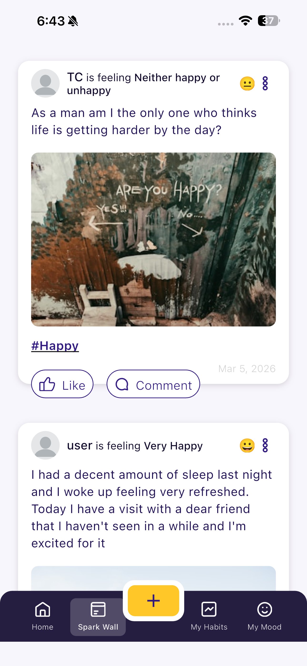 Spark — Spark Wall — community mood feed